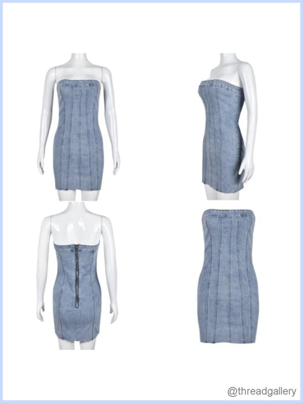 Women's Strapless Denim Bodycon Mini Dress Y2K Corset Backless Clubwear - Picture 5 of 6